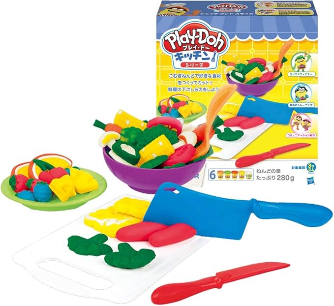 プレイ ドー キッチンシリーズ シェイプ アンド スライス こむぎねんど B9012 正規品 ねんど おもちゃ Amazon