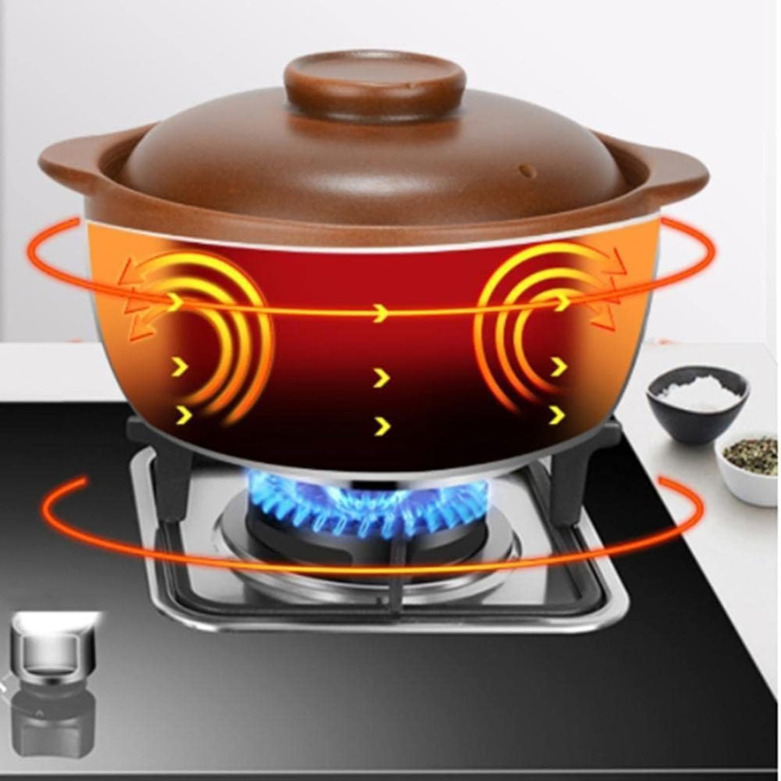 Großer Terrakotta-Kasserolle mit Deckel, Keramik-Ton-Kochgefäß für offenes Feuer, langsames Schmoren und Backen, traditionelle Steingut-Schale für Zuhause, Küche, Mahlzeiten