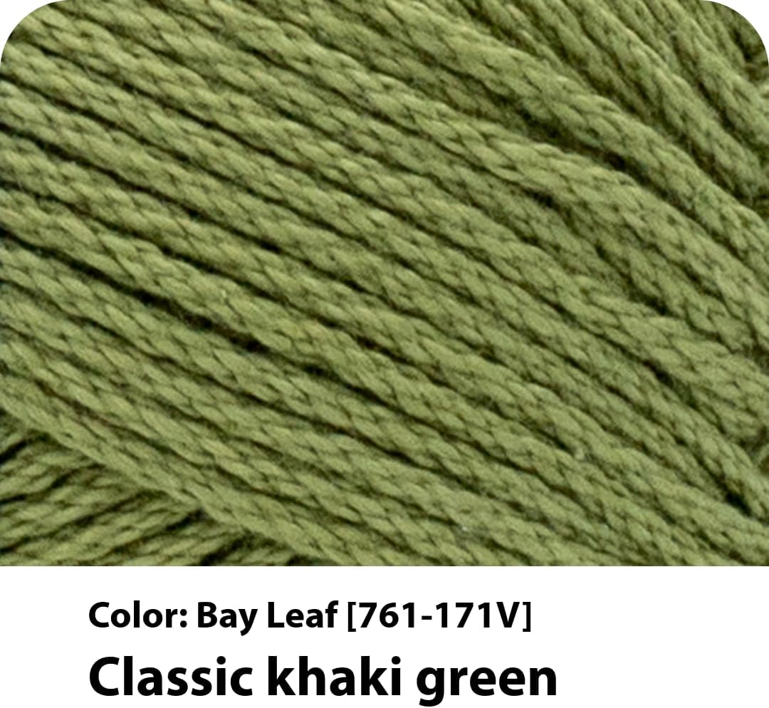 Lion Brand 24/7 Cotton Yarn, Yarn for Knitting, Crocheting, and Crafts, Bay Leaf, 3 Pack