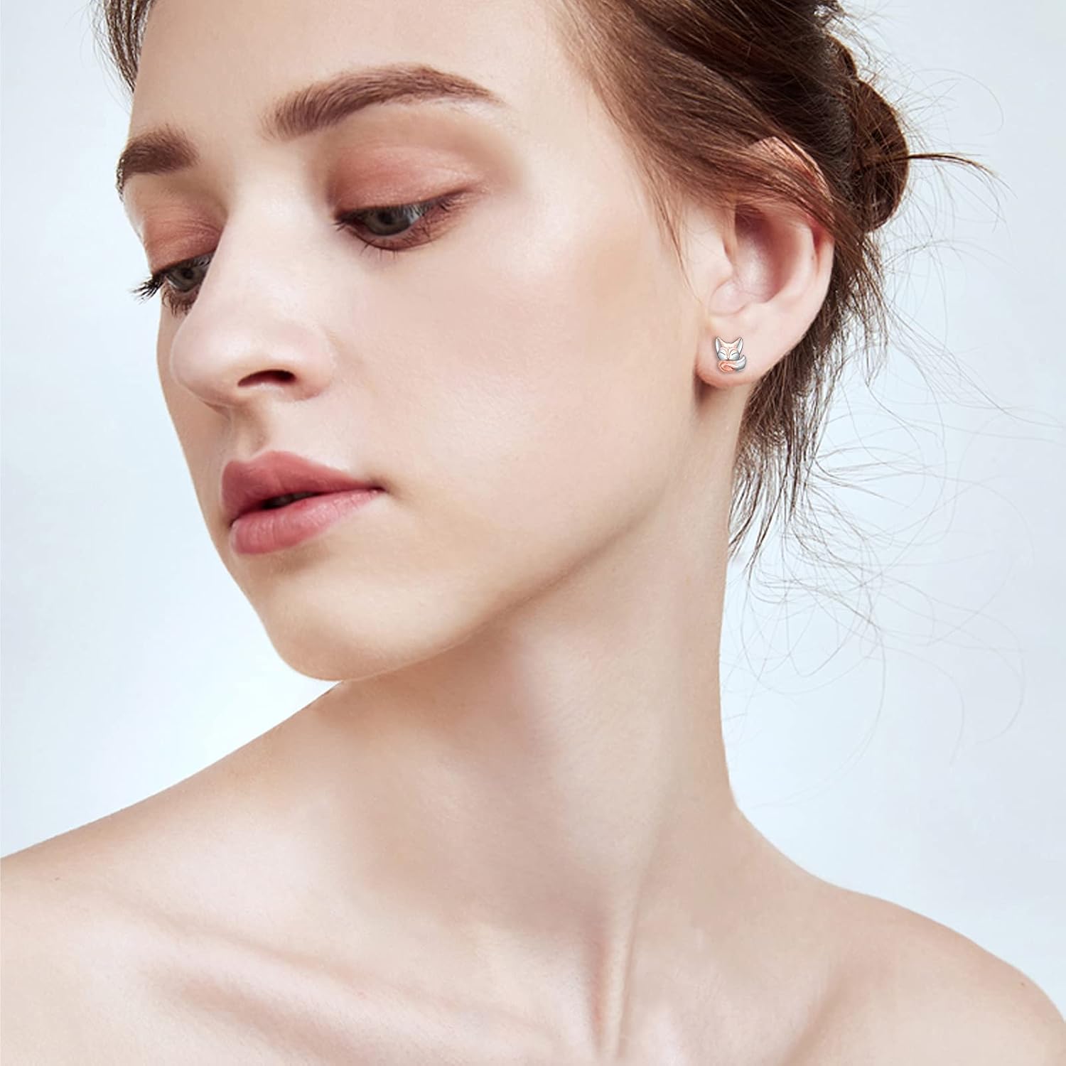 CUOKA MIRACLE Fox Stud Earrings 925 Sterling Silver Fox Earrings Rose Gold Fox Head Earrings for Women Cute Fox Animal Earring mit 12 Birthstone Pet Jewelry Stud Earrings for Animal Lovers - Image 3