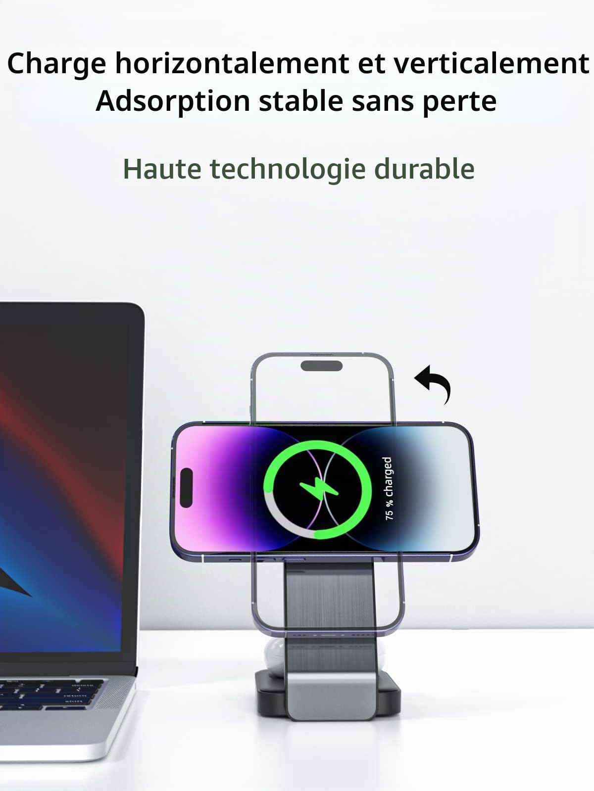 Chargeur Induction iphone, Magnétique Chargeur 3 en 1 Apple for mag-Safe iphone 15 16 14 13 Pro Max, Chargeur sans Fil for iwatch 9 Ultra 8, Wireless Charger for Airpods Pro 3/2 with Light
