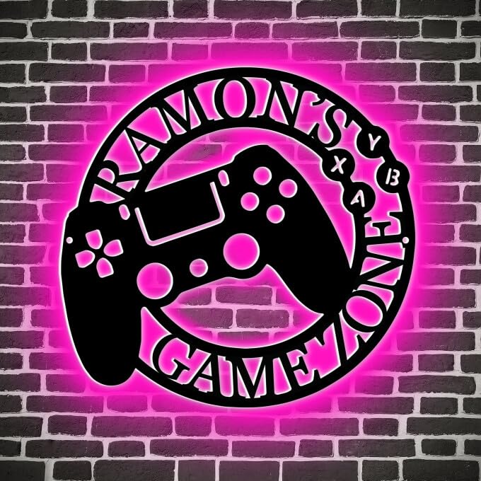 Personalized Gamer Neon Sign, Gamepad Shape Metal Neon Light Room Wall Art LED Light Signs Game Room Decor Bedroom Wall Decoration, Gifts for Teens Boys Girls Kids