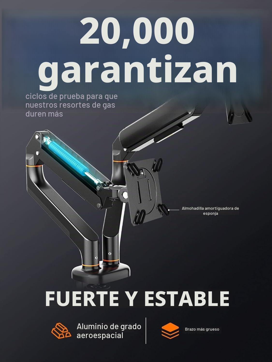 Ibergrif Soporte de Monitor Doble para Pantallas de 13"-27", Brazo de Gas Ajustable, Soporta 2 Monitores, Inclinación, Giro y Rotación con Base de Montaje C-Clamp y Grommet, VESA 75/100mm (MA001-2)