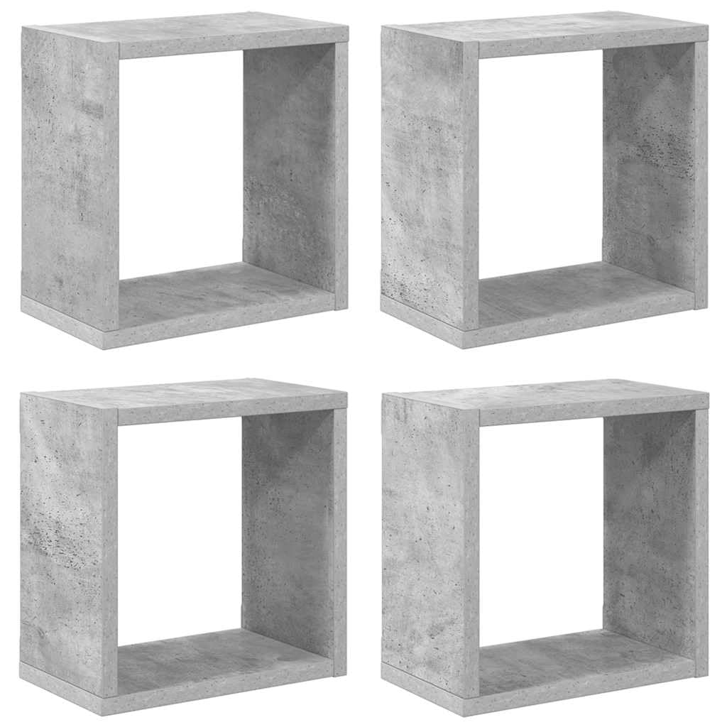 vidaXL Mensole Parete a Cubo 4 pz Grigio Cemento 26x15x26 cm