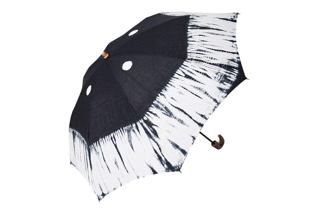 有松絞り日傘☆長傘☆黒白の花柄 竹製ハンドル Amazon.co.