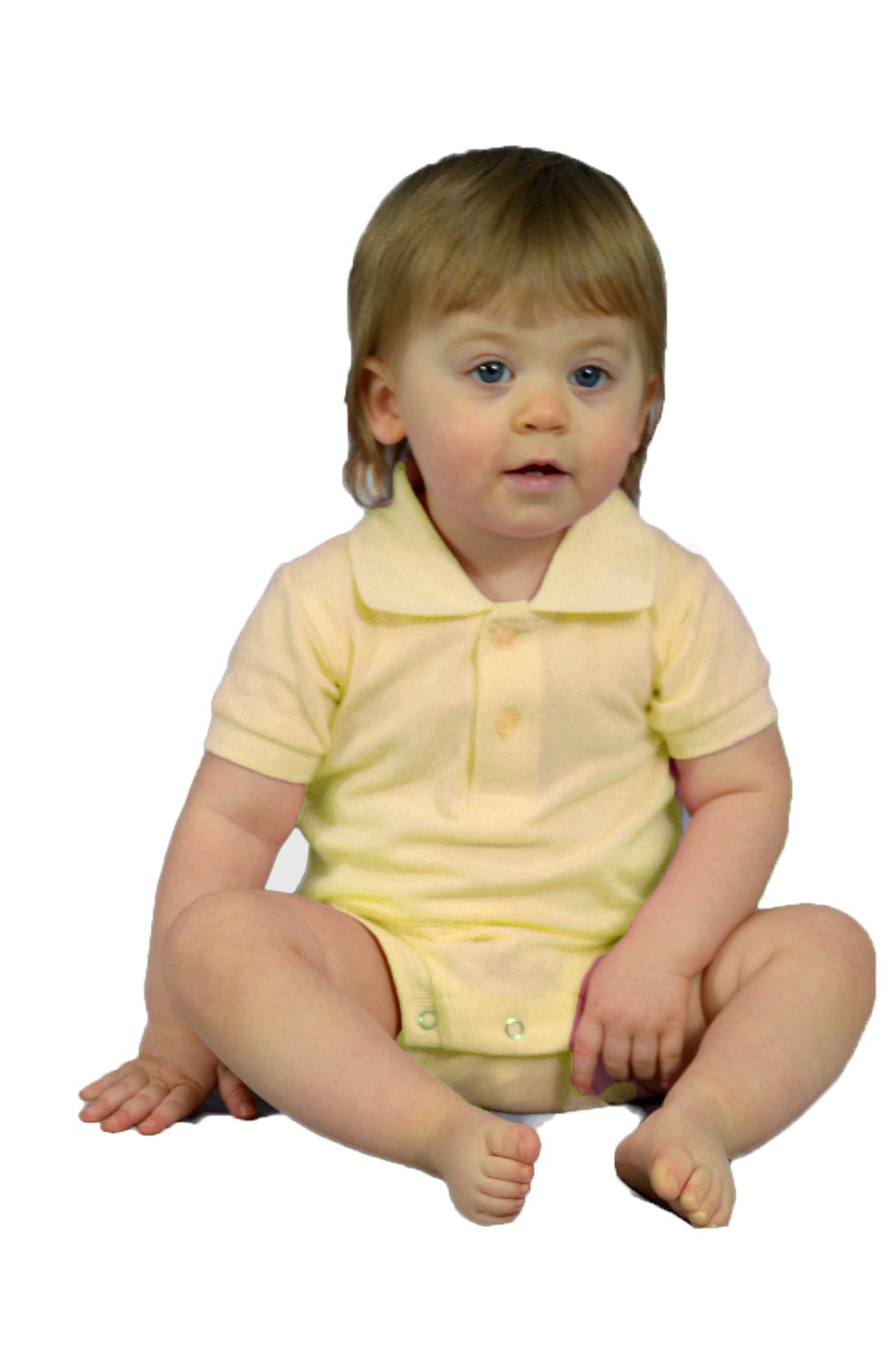 Monag Short Sleeve Polo Bodysuit (6-12M, Lemon)