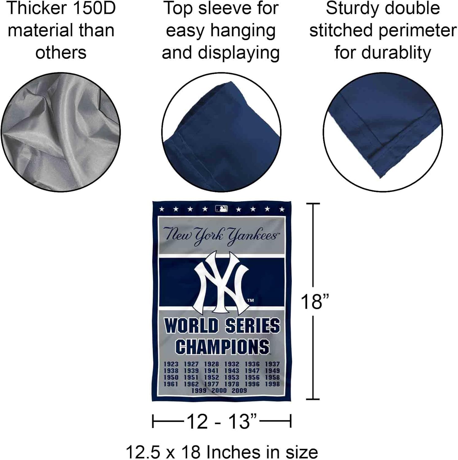 NY Yankees 27-Time World Series Champions Double Sided Garden Flag