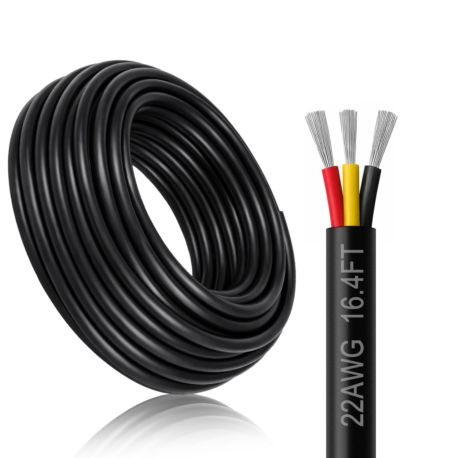 18 Gauge 4 Conductor Electrical Wire, 16.4FT Black Stranded Low Voltage 18/4 Cable PVC Case, 18 AWG Tinned Copper 4 Wire Cable Extension Power Cable for Strips LED Lamp Lighting Automotive — view 41