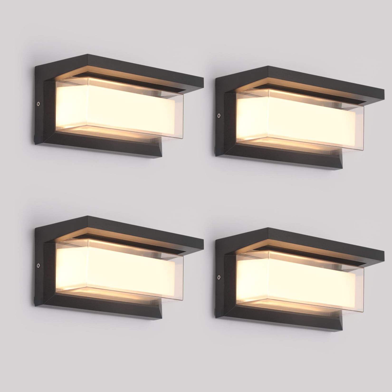 4 Pack 24W LED Outdoor Wall Lights Exterior/Interior Adjustable 3-Color Sconces Lights 2100LM IP65 Waterproof Modern Outdoor Wall Mount Lighting Fixtures Aluminum Wall Lights Compatible with Dimmers