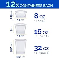 Vista 3 de Contenedores de delicatessen con tapas, recipientes de almacenamiento de alimentos, recipientes transparentes para congelador, paquete de 36