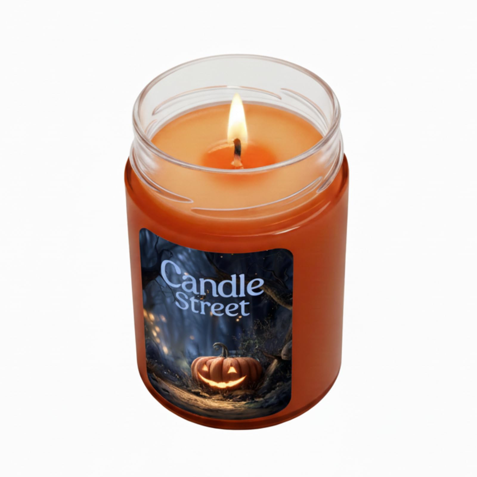 Candle Street Świeca zapachowa Halloween Dynia Miód Cynamon 500 g | Candle Street Jack-o-Lantern | Dekoracja jesienna, prezent sezonowy | Horror Stories | Ciepły i pikantny zapach