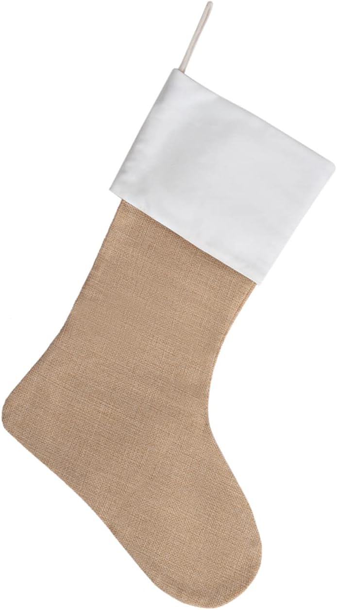 18" Burlap Christmas Stockings Bulk Plain Xmas Neutral Stockings for Fireplace Hanging,Pack 16