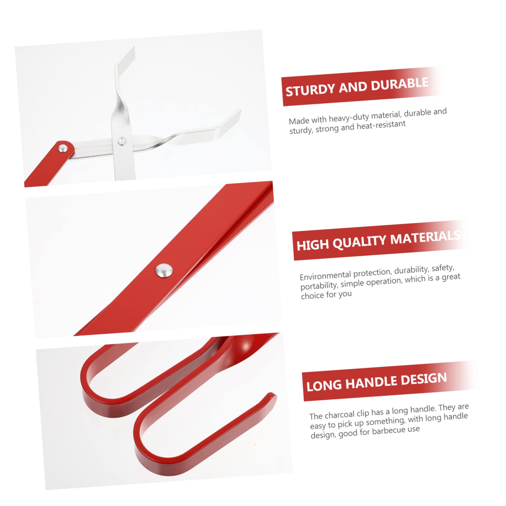 Sosoport 1Pc Charcoal Clip Long Handle Bbq Tongs for Outdoor Grilling Heat Resistant Food Serving Clip for Home Cooking Parties and Restaurant Events