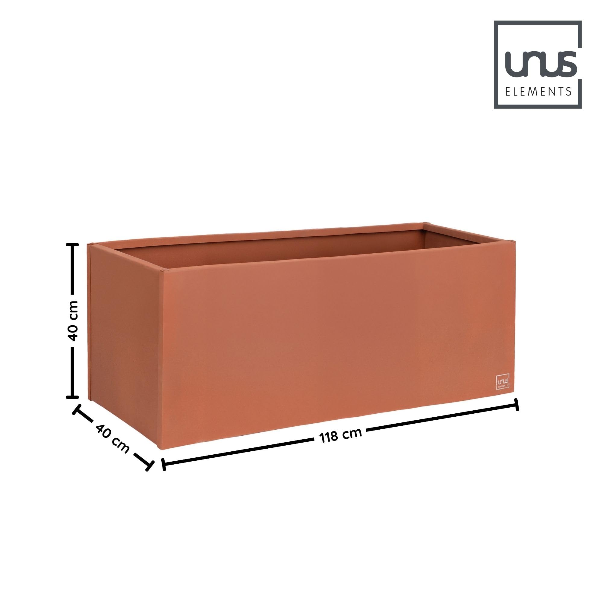 UNUS Pflanzkübel rechteckig 118x40x40cm Rostoptik wetterfest modern eckig rechteckig Blumenkübel Pflanzkasten für Garten Terrasse Balkon