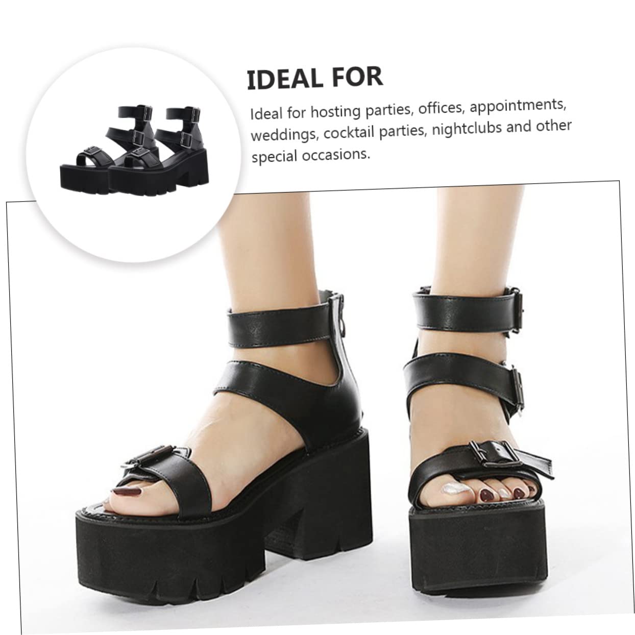 1 Paio Di Sandali Della Piattaforma Piattaforma Tacchi Neri Sandali Neri Di Estate Sandali Della Piattaforma Di Estate Goth Sandali Con Tacco Alto Sandalias Para Mujer Sandali
