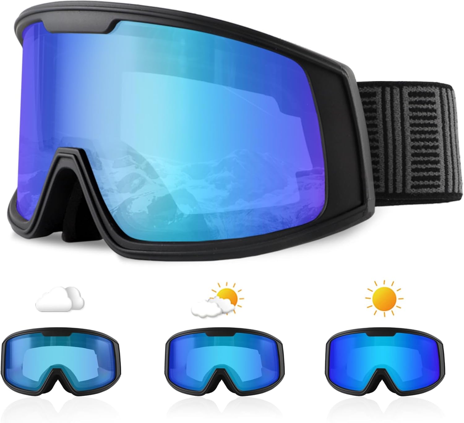 Ukoly Ski/Snowboard Goggles for Men Women, Snow Goggles HD Lens Anti-Fog Coating OTG Design UV400 Protection Windproof