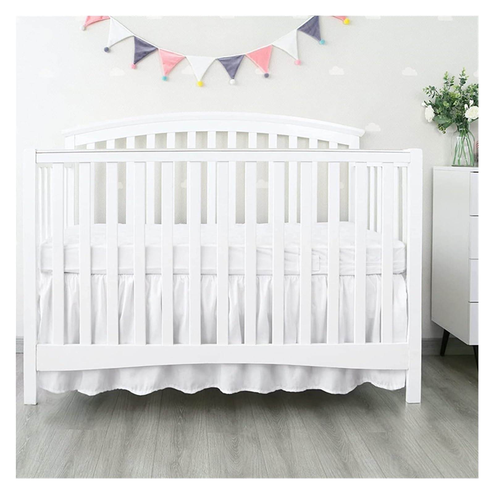 Gonna Per Culla, Gonna Per Culla Con Pompon, Gonna Per Culla Con Volant, Gonna Per Culla Con Volant Con Pompon, In Microfibra, Per Bambini E Bambine, 71 X 132 Cm