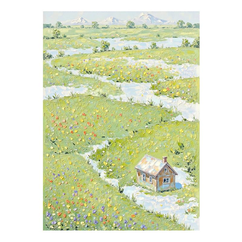 Fleurs sauvages peinture à l'huile authentique fait main grand format 70x100 cm art mural botanique
