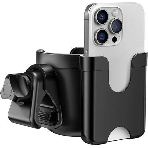 Guiseapue Cup Holder for Walker: Stroller Cup Holder Attachment with Phone Holder, Wheelchair/Stroller Accessories for Uppababy, Nuna, Doona, Rollator, Bike, Scooter, Baby Travel Essential