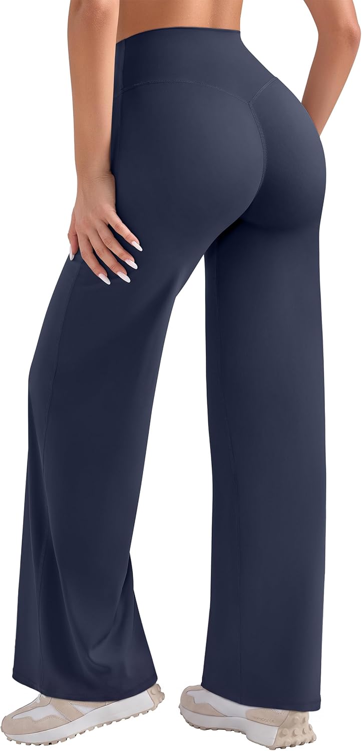 OLCHEE Womens Yoga Pants Wide Leg Straight Leggings High Waist No Front Seam Causal Stretch Gym Workout Bottom Butt Lifting