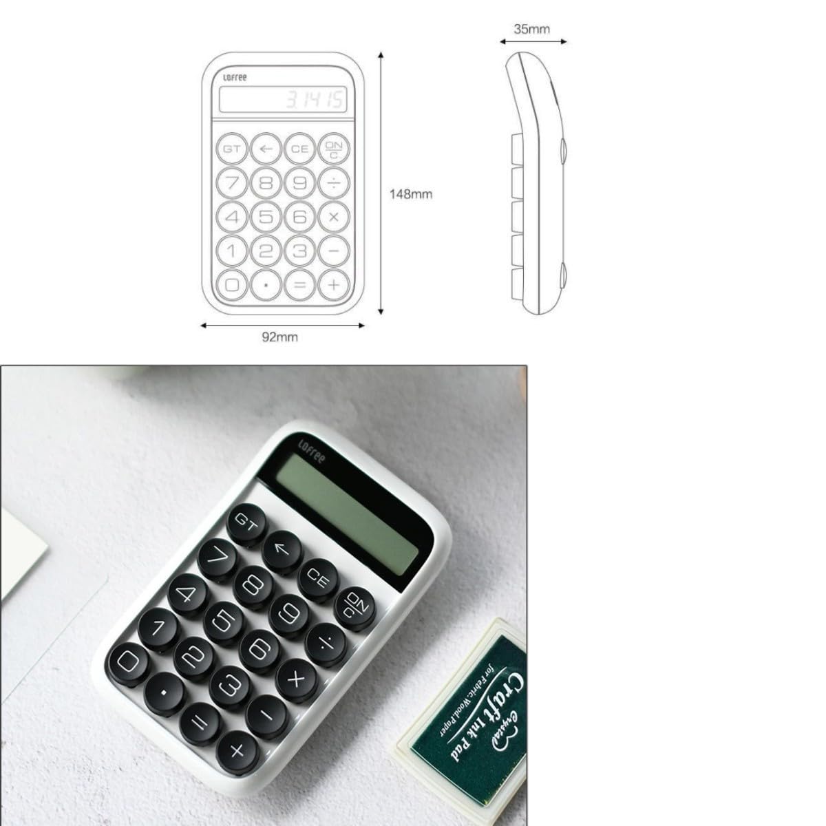 HTLNUZD Calculatrice de bureau à 10 chiffres avec grand écran LCD - Calculatrice de clavier mécanique pour bureau, école, maison, entreprise (or rose)