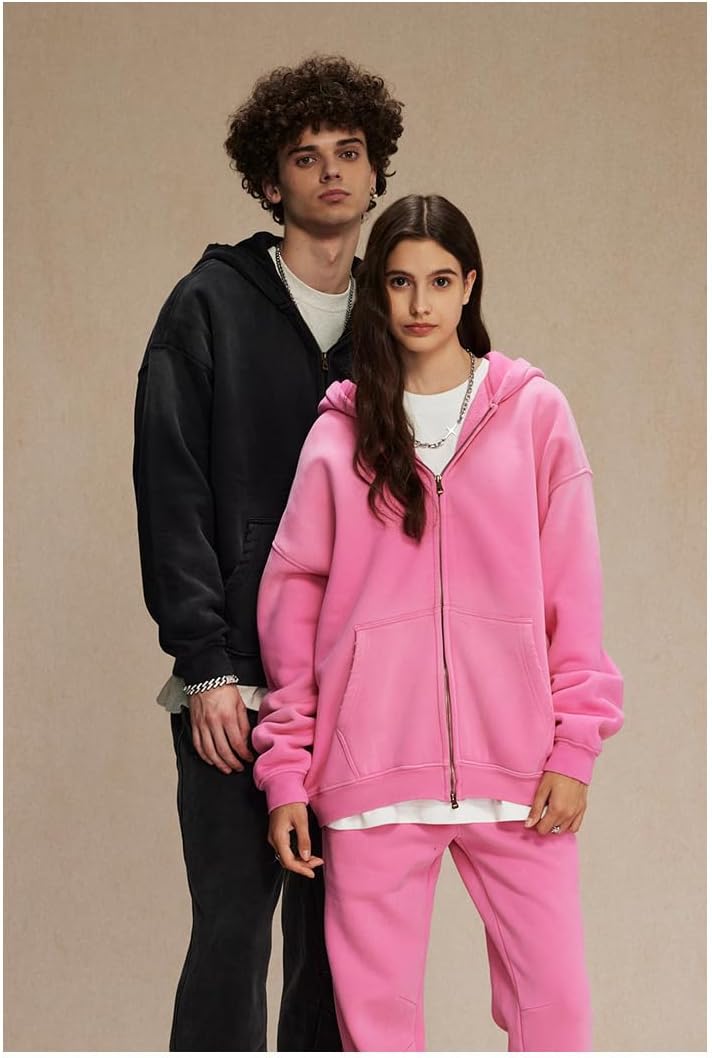 Mens Oversized Zip Up Hoodies Vintage Unisex Acid Wash Streetwear Hoodie Trendy Y2K Sweatshirt - Image 5