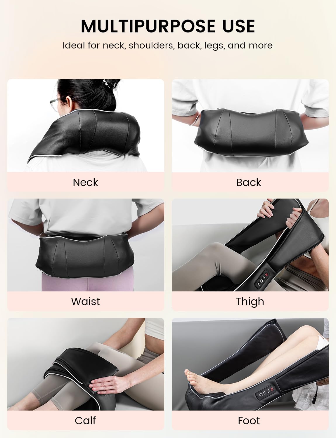 RIKE Shiatsu Nackenmassagegerät mit Wärme – 3D Massagegerät für Nacken, Schultern & Rücken, mit Netz- & Auto-Adapter, tiefenwirksame Knetmassage, Weihnachtsgeschenke für Männer & Frauen
