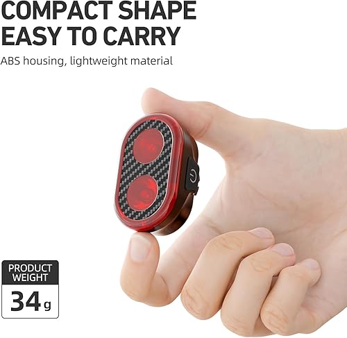 Miniatura 4 de Luz trasera para bicicleta, sensor de freno inteligente, parte trasera de bicicleta, luz principal + subluz de encendidoapagado automático, 4 x 5