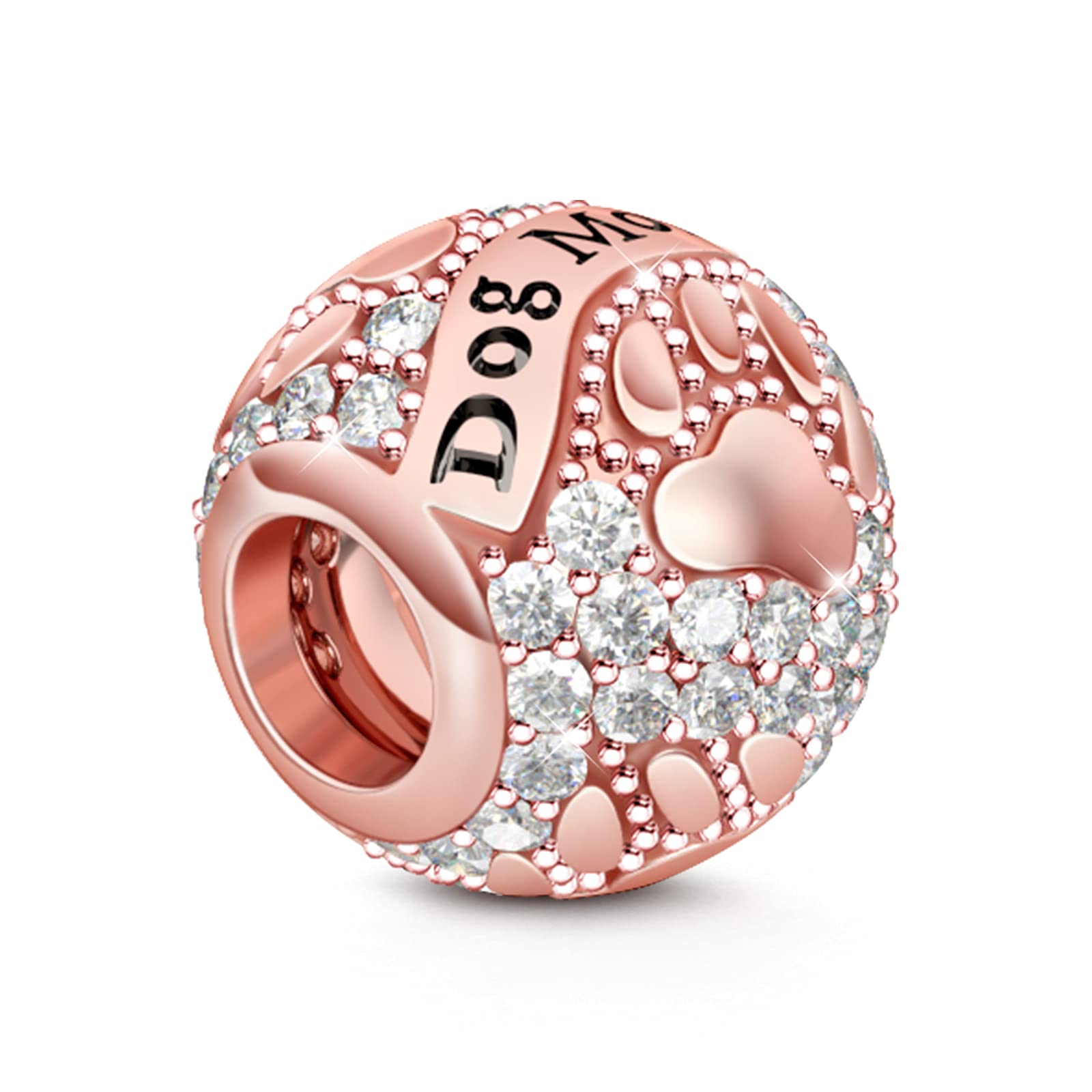 GNOCE Pet Dog Bead Charm for Women,Silver Charms Necklace Bracelet for Her, Jewelry Gift