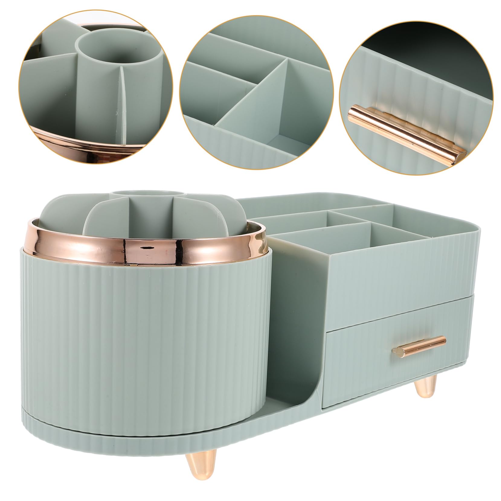 VICASKY Organisateur de maquillage rotatif avec rangement cosmétique pour coiffeuse - Porte-pinceaux polyvalent en matériau durable pour organiser les produits de maquillage