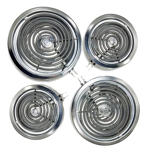WB30M1 WB30M2 GE Electric Stove Burners Replacement Element with Stove Burner Covers Drip Pans for Electric Stoves Compatible with GE Hotpoint Electric Range Stove Top