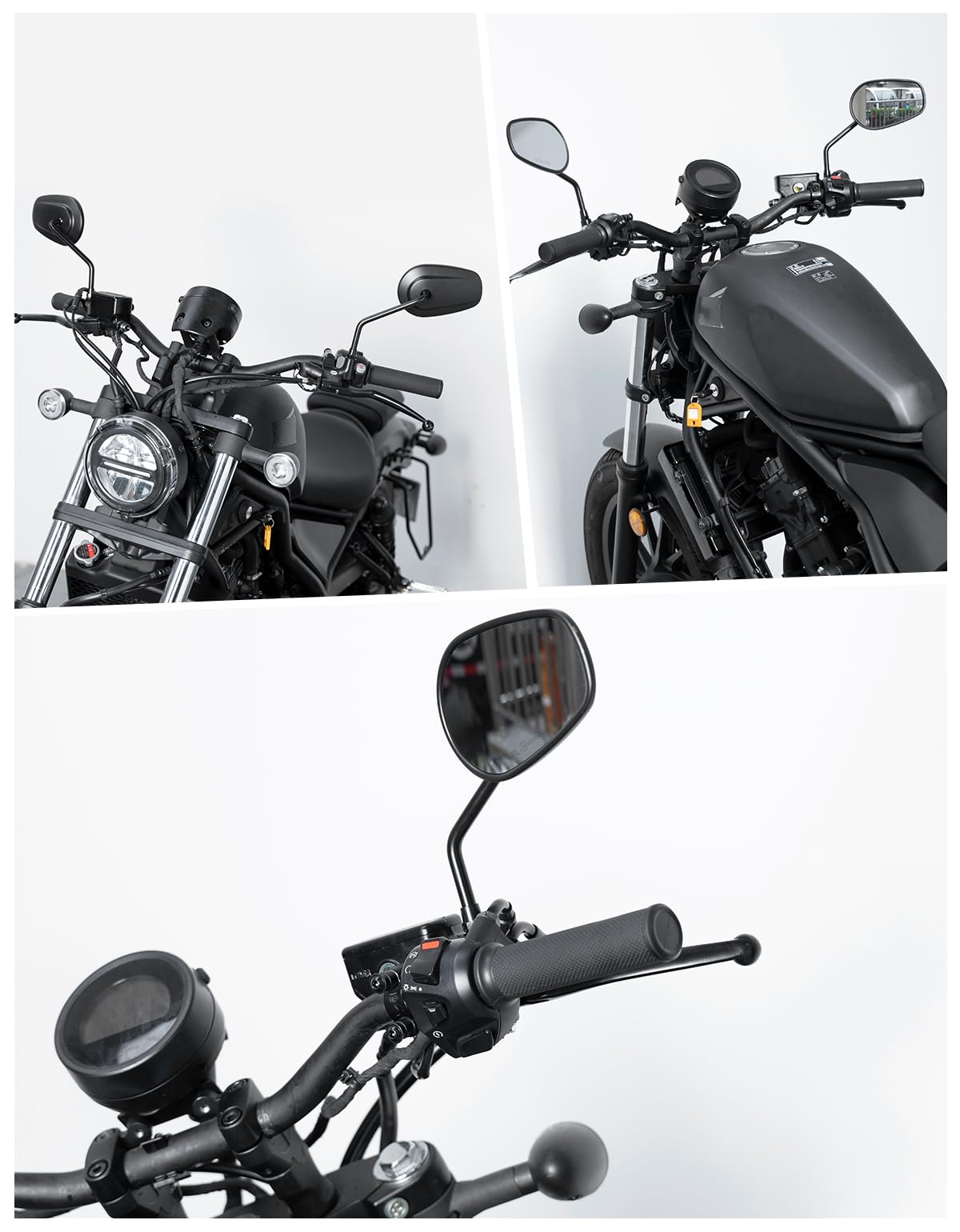 KEMIMOTO Retrovisores Moto, Fabricados en Aleación de Aluminio, Universales Espejos Motocicleta M10, Ajustables 360°, Amplia Área de Visión, para la Mayoría de Motos