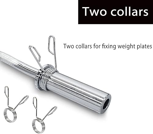 Miniatura 3 de Barra de pesas de 47 pulgadas, barras de pesas de 2 pulgadas, barra de levantamiento de pesas con 2 collares de resorte para fitness, gimnasio,