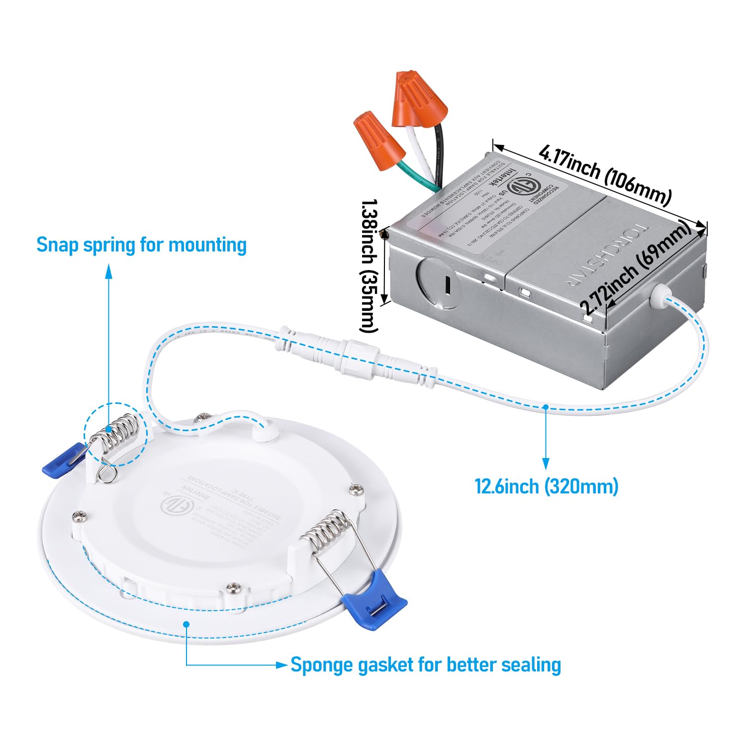18W 8 Inch Ultra-Thin Recessed Ceiling Light With J-Box, 3000K Warm - View #3