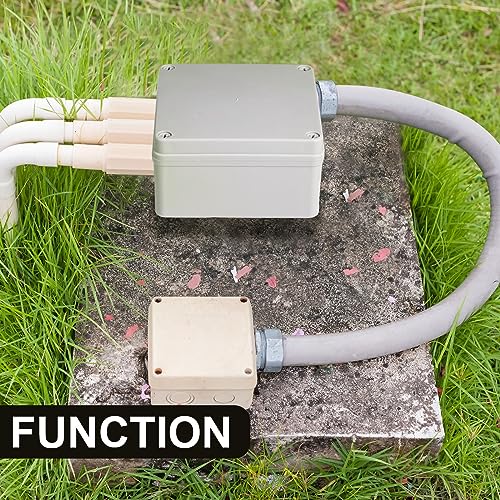 Image of Kanayu Junction Box (6'' x 6'' x 3'') Electrical Conduit Box Waterproof IP65 Water Resistant ABS Plastic Dustproof Enclosure Protect Conduits Fitting Universal for Outdoor Electric Project Gray White