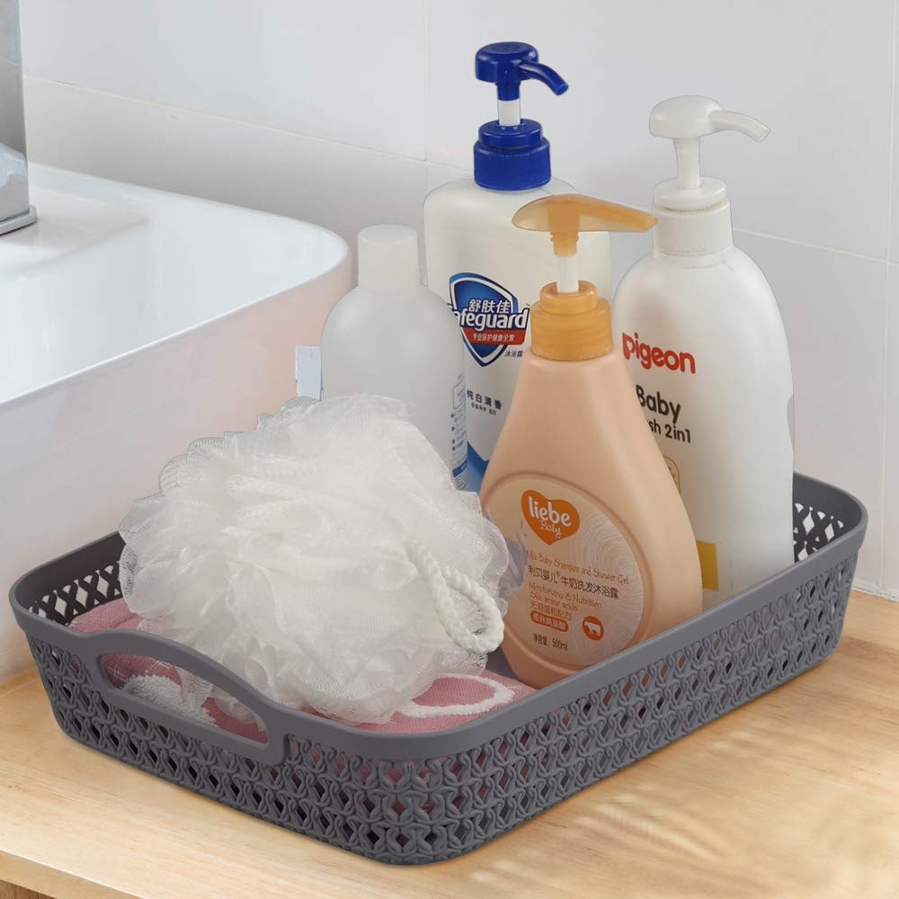 Gitany 6-pack Plastic Storage Basket Tray, Office Storage Tray, Grey - View #7