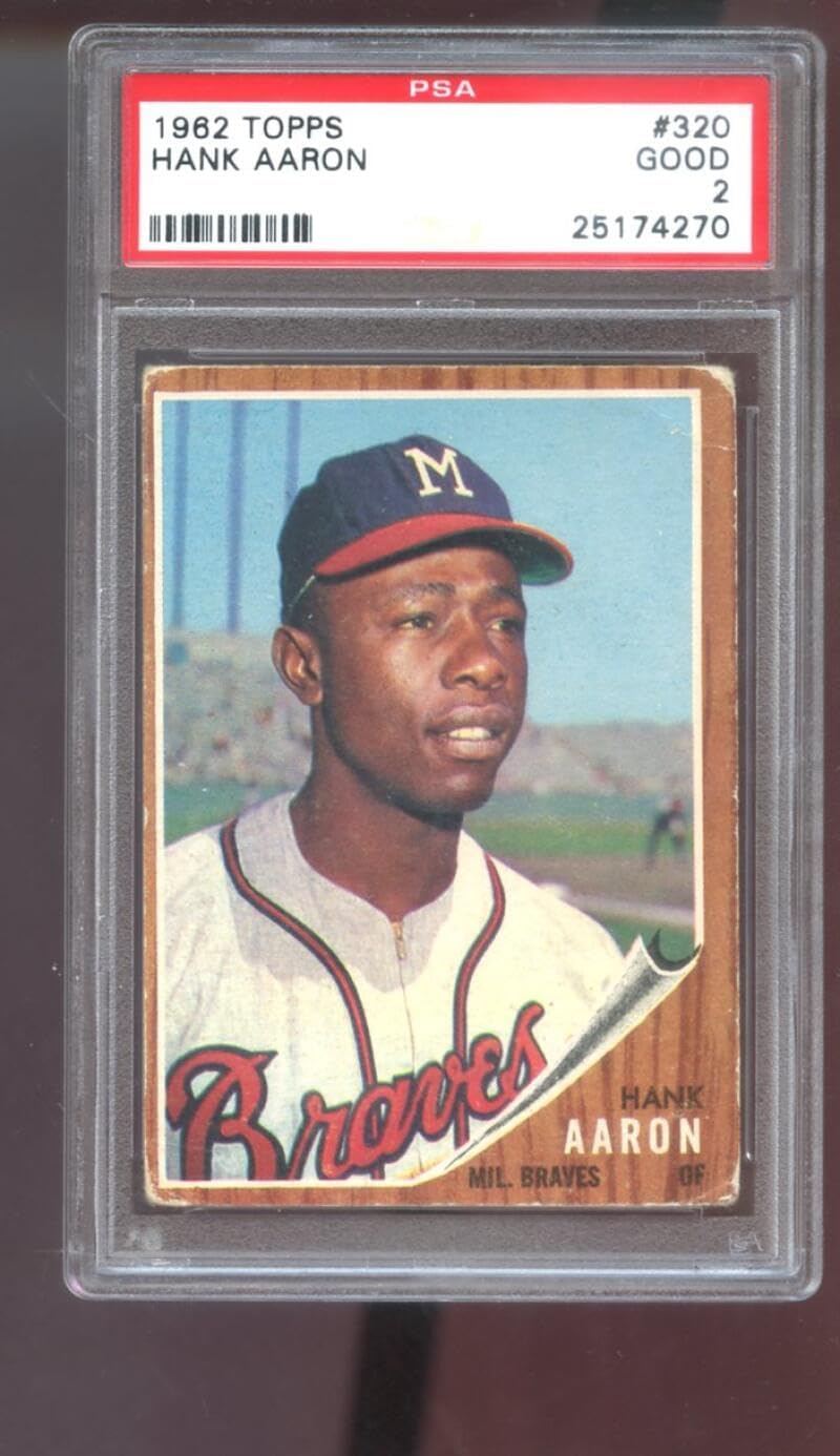 1962 Topps #320 Hank Aaron PSA 2 Graded Baseball Card MLB Milwaukee Braves