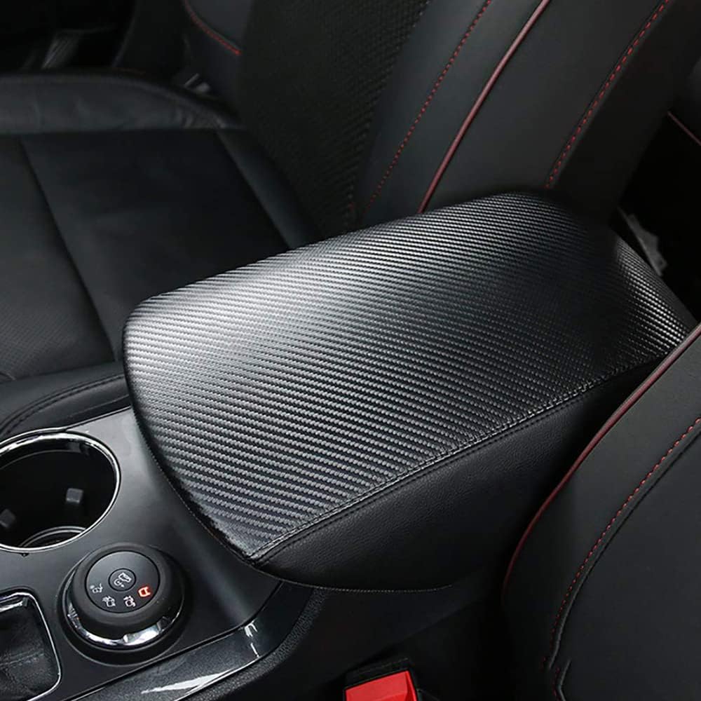 Console Armrest Cover for Ford Explorer 2011-2019 Center Console Crusion Pad for 2019 2017 2017 2016-2011 Explorer Anti-scratch Leather Armrest Crusion Protector (Carbon Fiber with White Stitches)