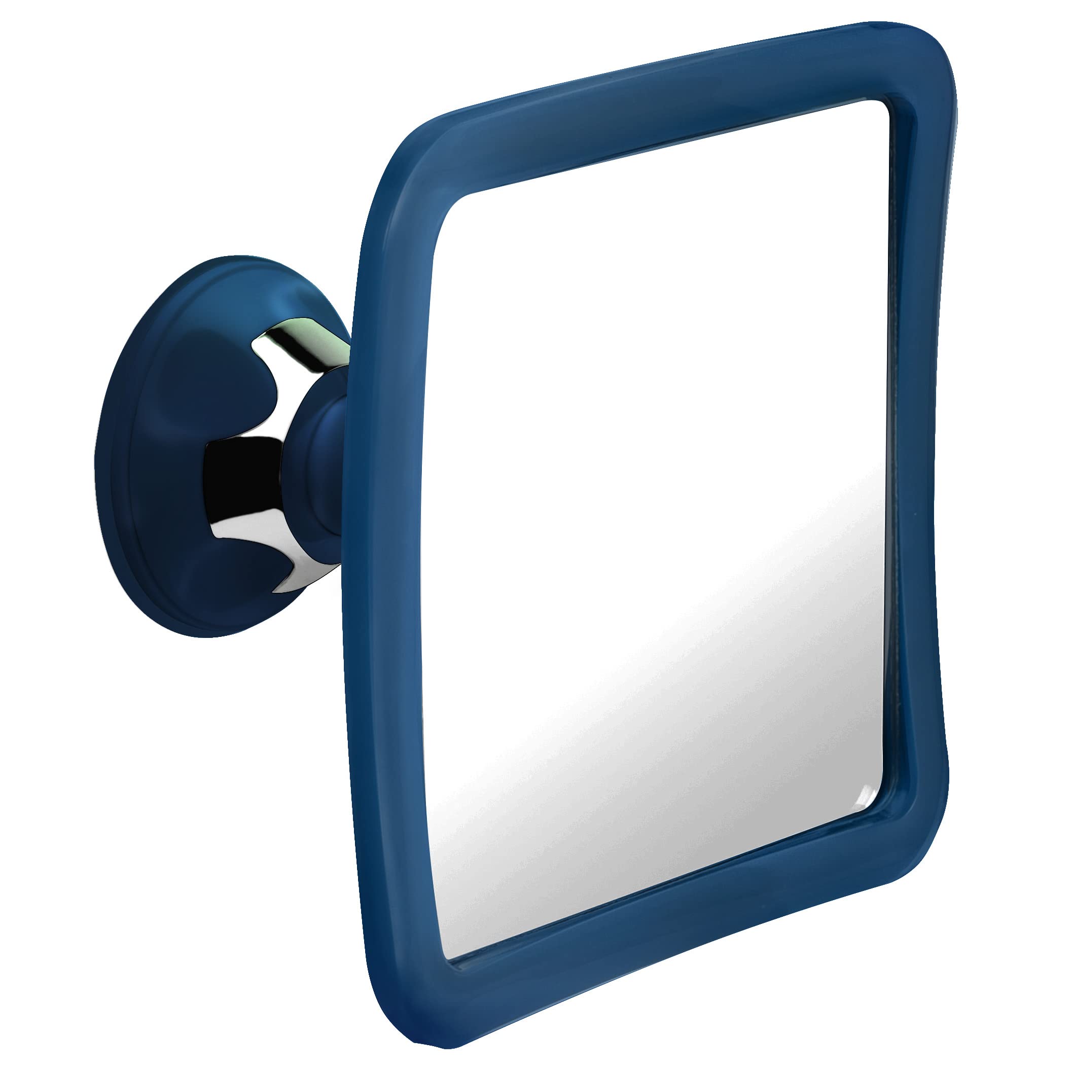 Mirrorvana Fogless Shower Mirror For Shaving With Upgraded Suction Anti Fog Shatterproof Surface And 360 Swivel 6.3 X 6.3 (Blue)
