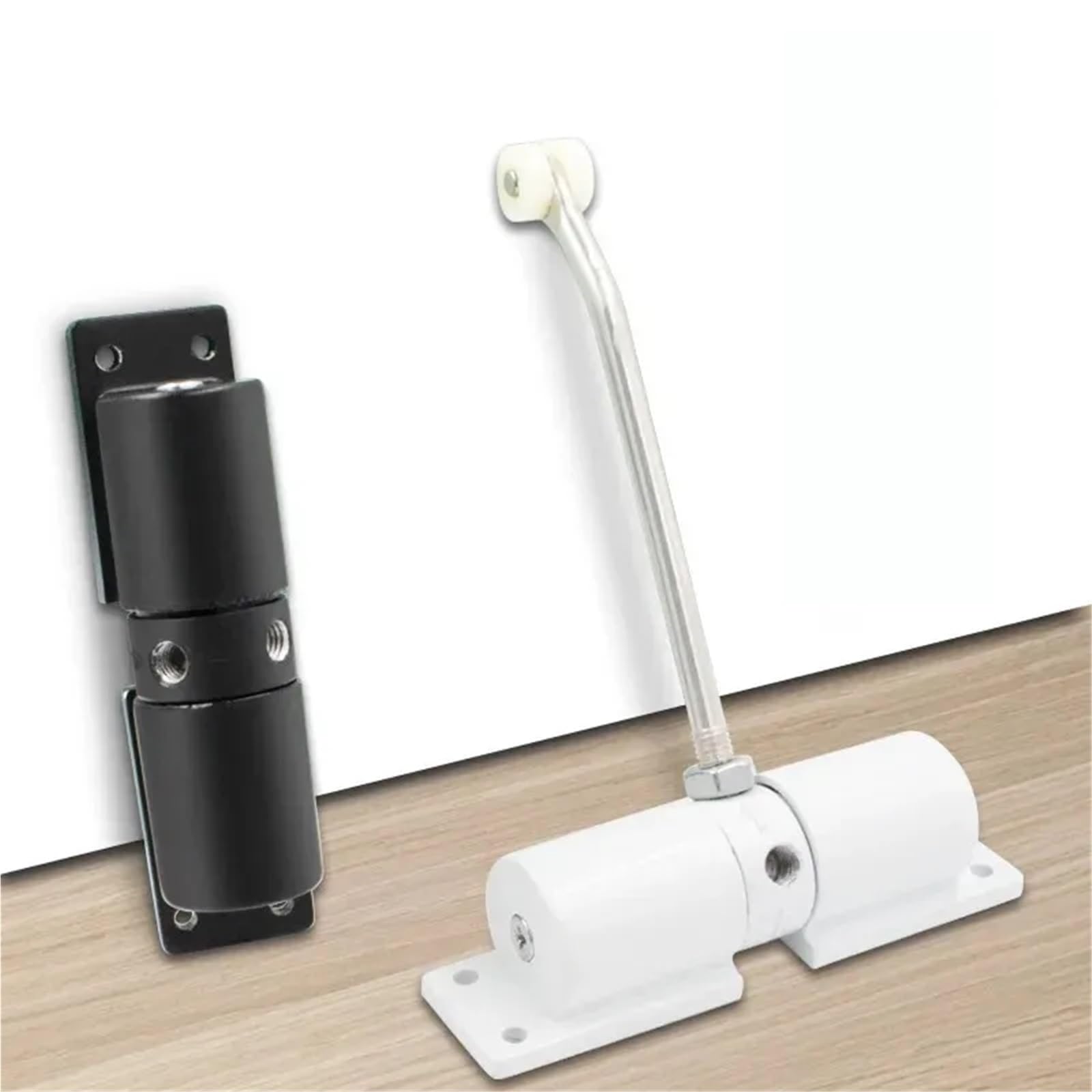 Chiudiporta automatico regolabile da 2 pezzi a molla di sicurezza resistente montato in superficie for chiudiporta nero esterno interno Per Porte(White)