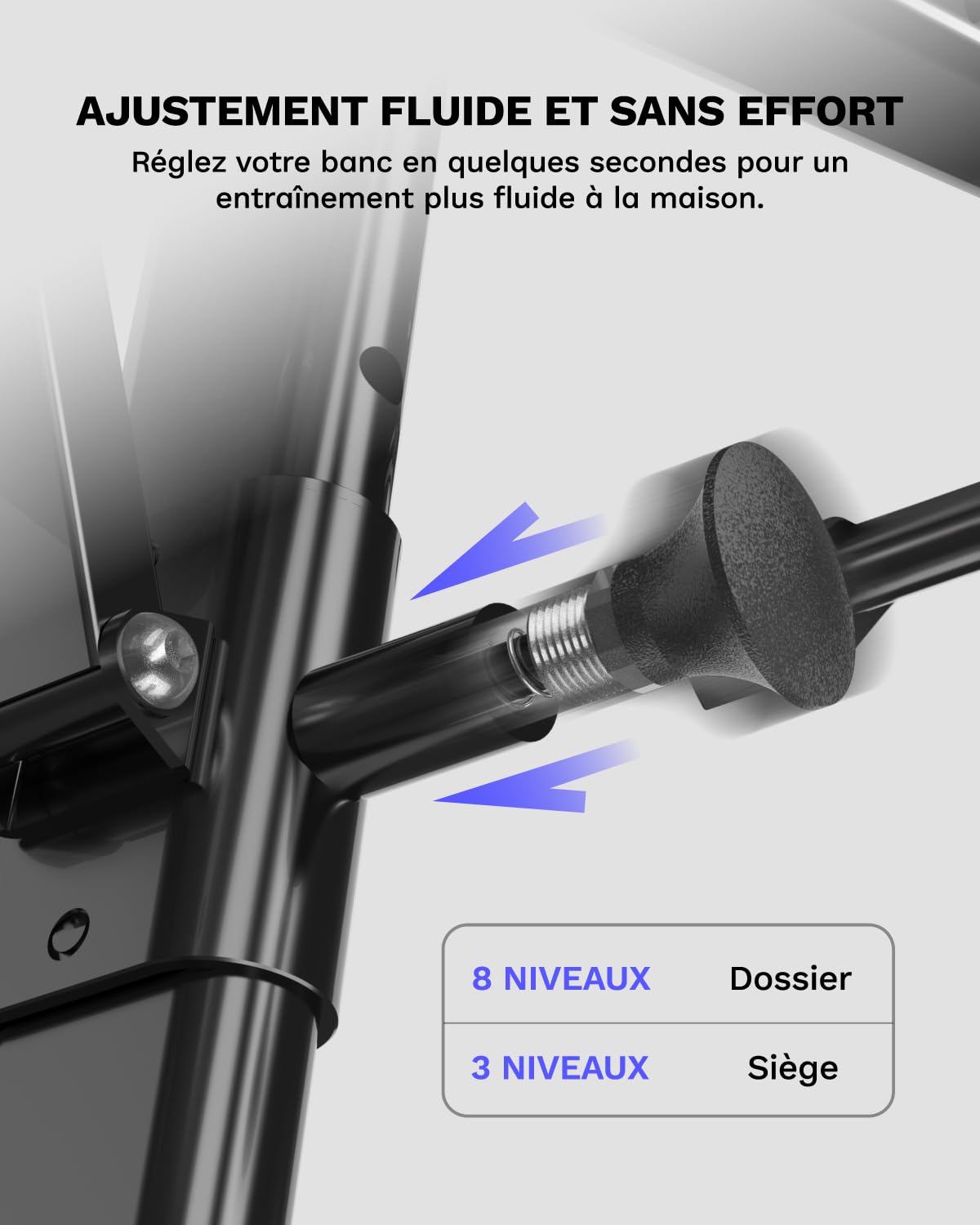 AIRHOP Banc de Musculation Réglable et Amélioré – Banc Multifonction Pour Un Entraînement Complet Du Corps, Pliable Avec Gain De Place, Adapté Aux Home Gym Et Aux Studios De Fitness