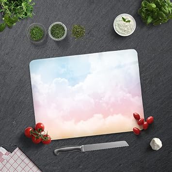 Decorita 10011503044 Colored Clouds Glass Cutting Board, 30cm x 40cm