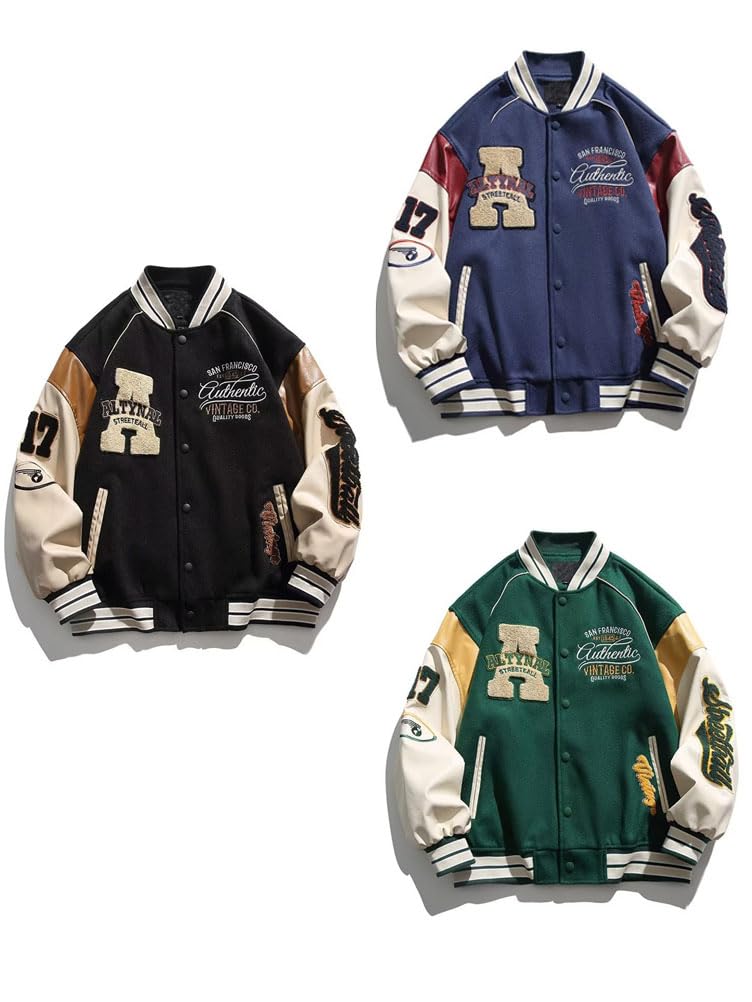 Unisex Bomberjacke College Oversized Herren Damen Trend Bedruckte Jacke 90S Y2K Racing Jacket Casual Baseball Jacke Outwear Teenager Übergangsjacke Streetwear