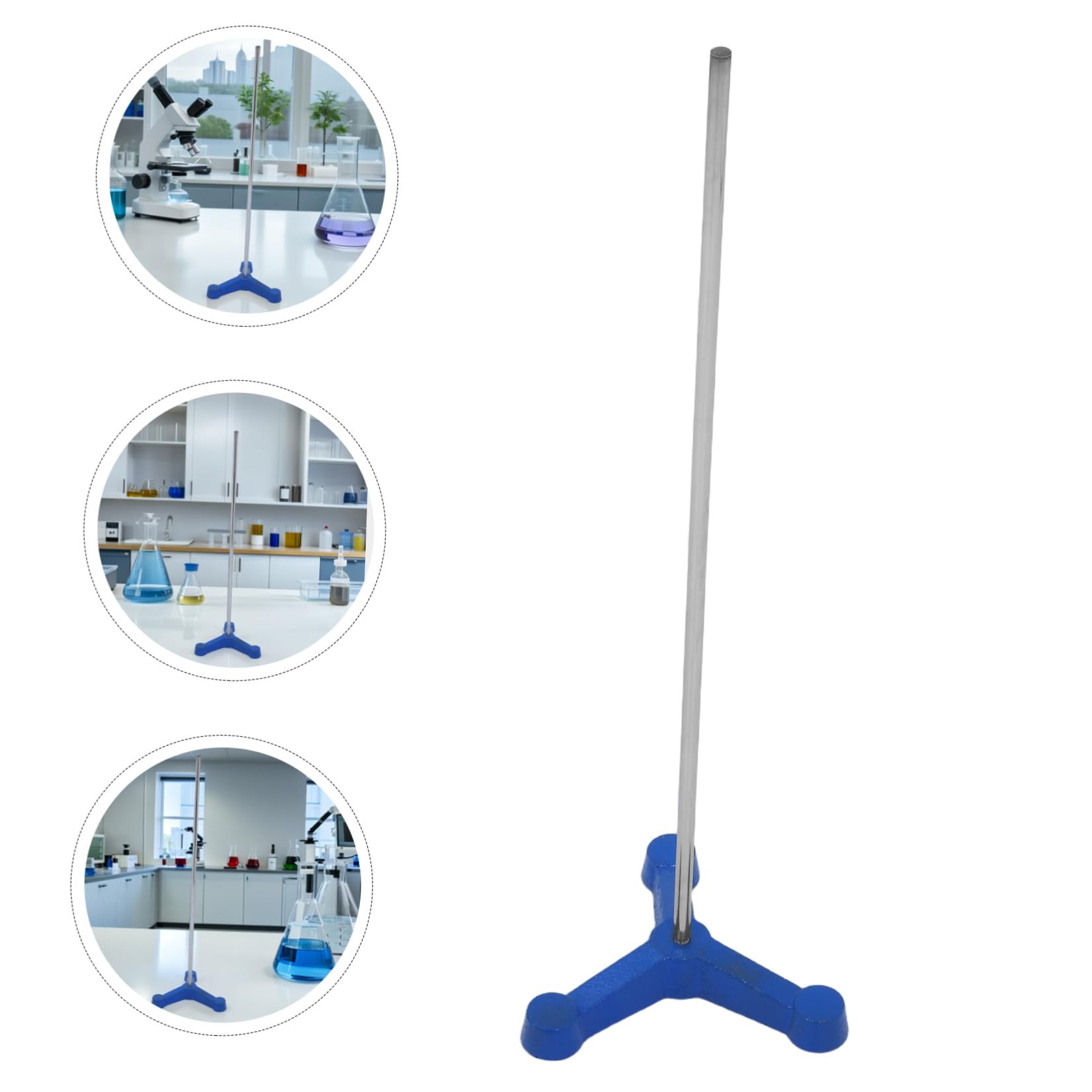 KICHOUSE Laborstativ mit Dreieckigem Eisenfuß und Langer Stange Stabile Metallretortenbasis für Laborgeräte und Reagenzgläser Geeignet für Chemielabore und Schnelle Reinigung
