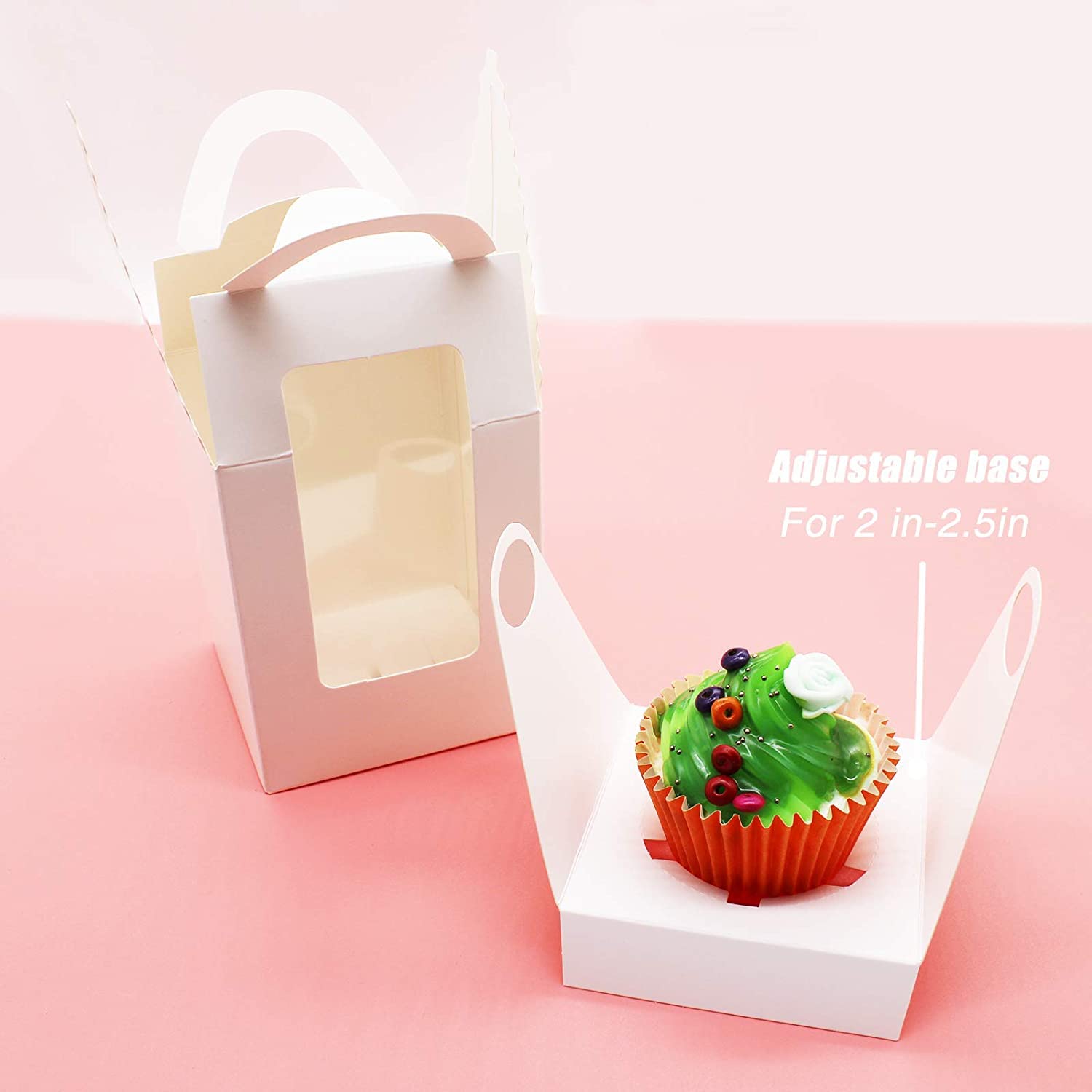 Selecto Bake 6 Stuks Papieren Cupcakedozen, Draagbare Individuele Cupcake Cadeaudozen met Vensterinzet en Handgreep voor Huwelijkssnoepdozen (Zwart