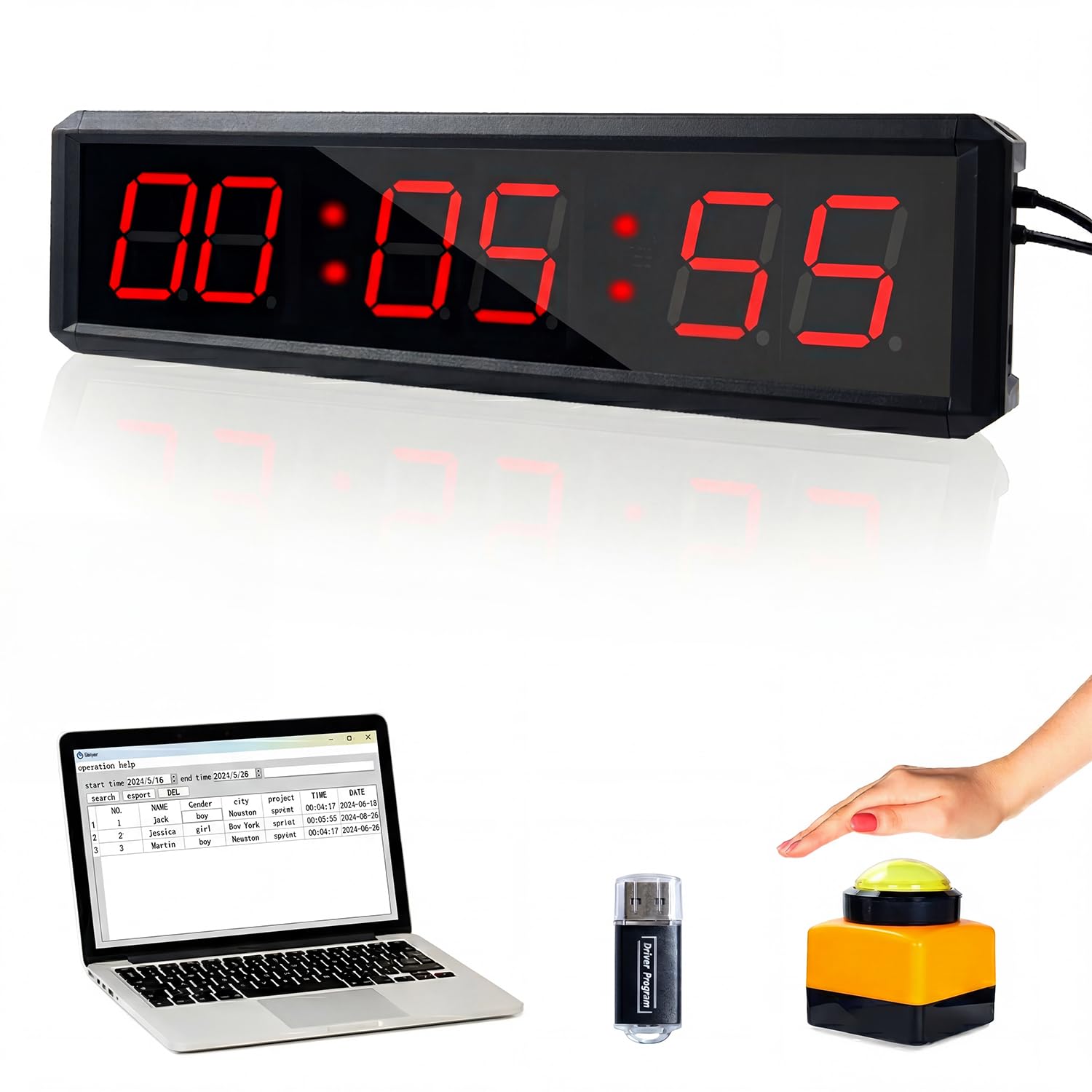 BS-MIAOBO Independent Button Type 1.5-inch Fitness Room Rest Timer, Suitable for Gym Exercise/School/Home Exercise/Boxing Gym/Indoor Rock Climbing (1.8-inch Data PC Transmission Mode)-image-40