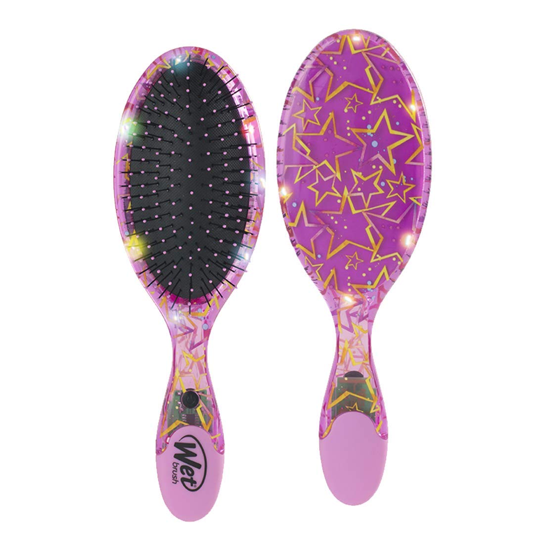 Wet Brush Hair Brush With Twinkling LED Lights Original Detangler,Ultra-soft Intelliflex Bristles, Minimizes Pain, Remove knots effortlessly and Protect Against Split Ends-Pink Stars
