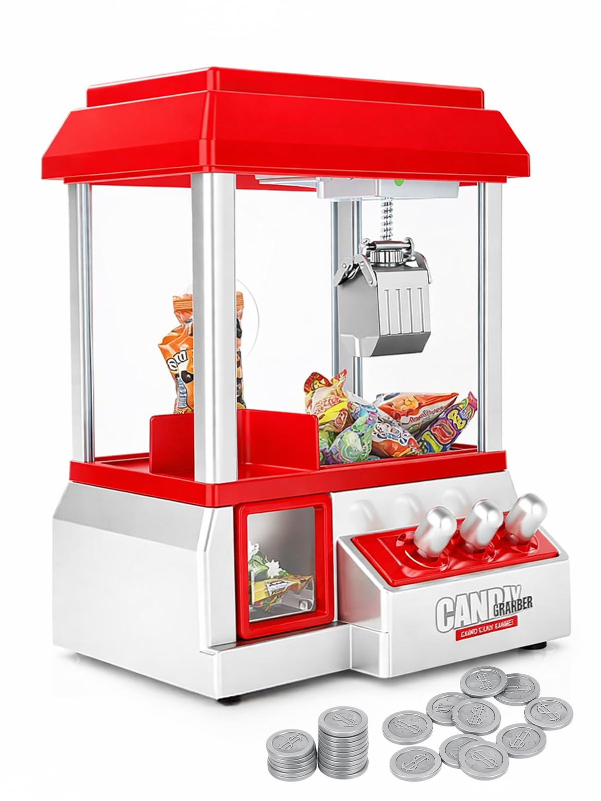Trintion Mini Claw Candy/Sweet Grabber Machine for Kids Party Arcade Machine for Chocolate Small Toys Treats Claw Machine Game Prize Sweet Dispenser Grab Machine Coins Included (30.5cm x 22cm x 17cm)