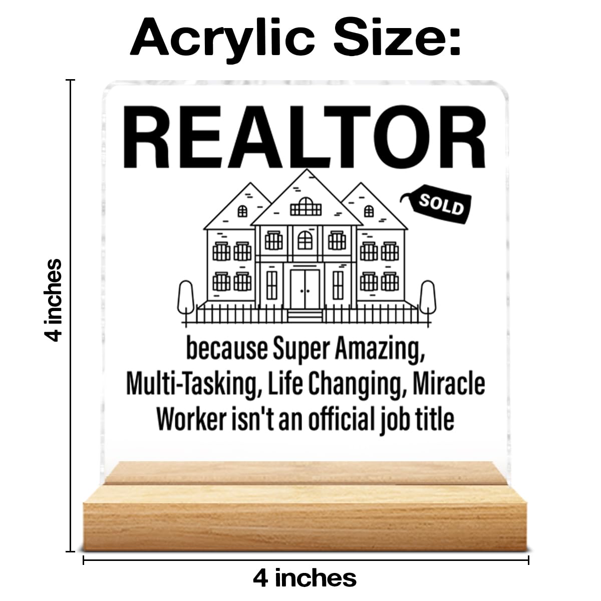 Realtor Gifts, Appreciation Gifts for Realtor Real Estate Agent Broker, Realtors Acrylic Plaque Sign with Wooden Stand Home Office Decor