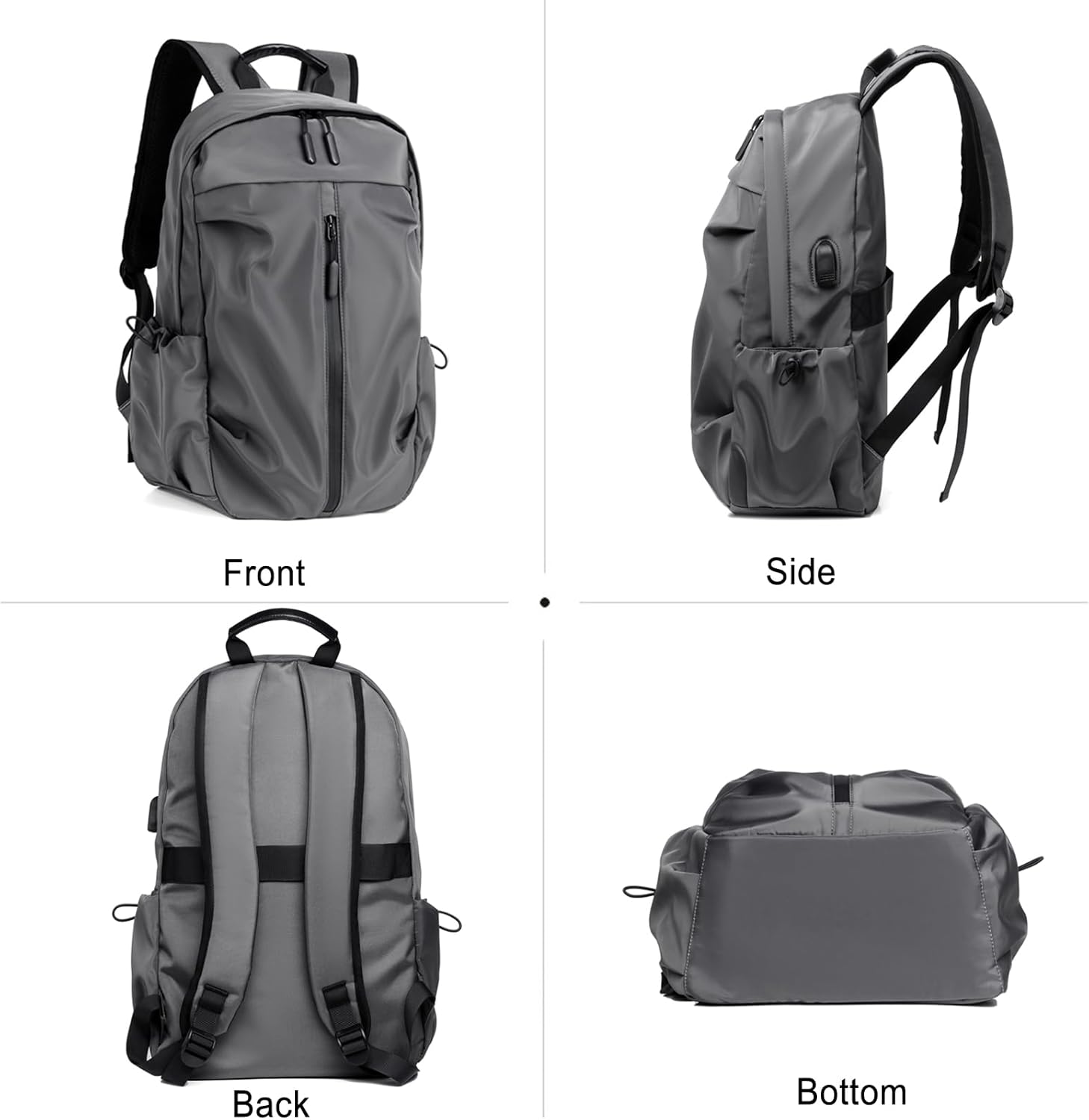 FANDARE Travel Backpack for Men Women, 20L Carry On Laptop Backpack with USB Charging Port & Luggage Strap, Water Resistant College Backpack for Work, Business, Gym, Sports, Weekend Trip Gray - Image 3